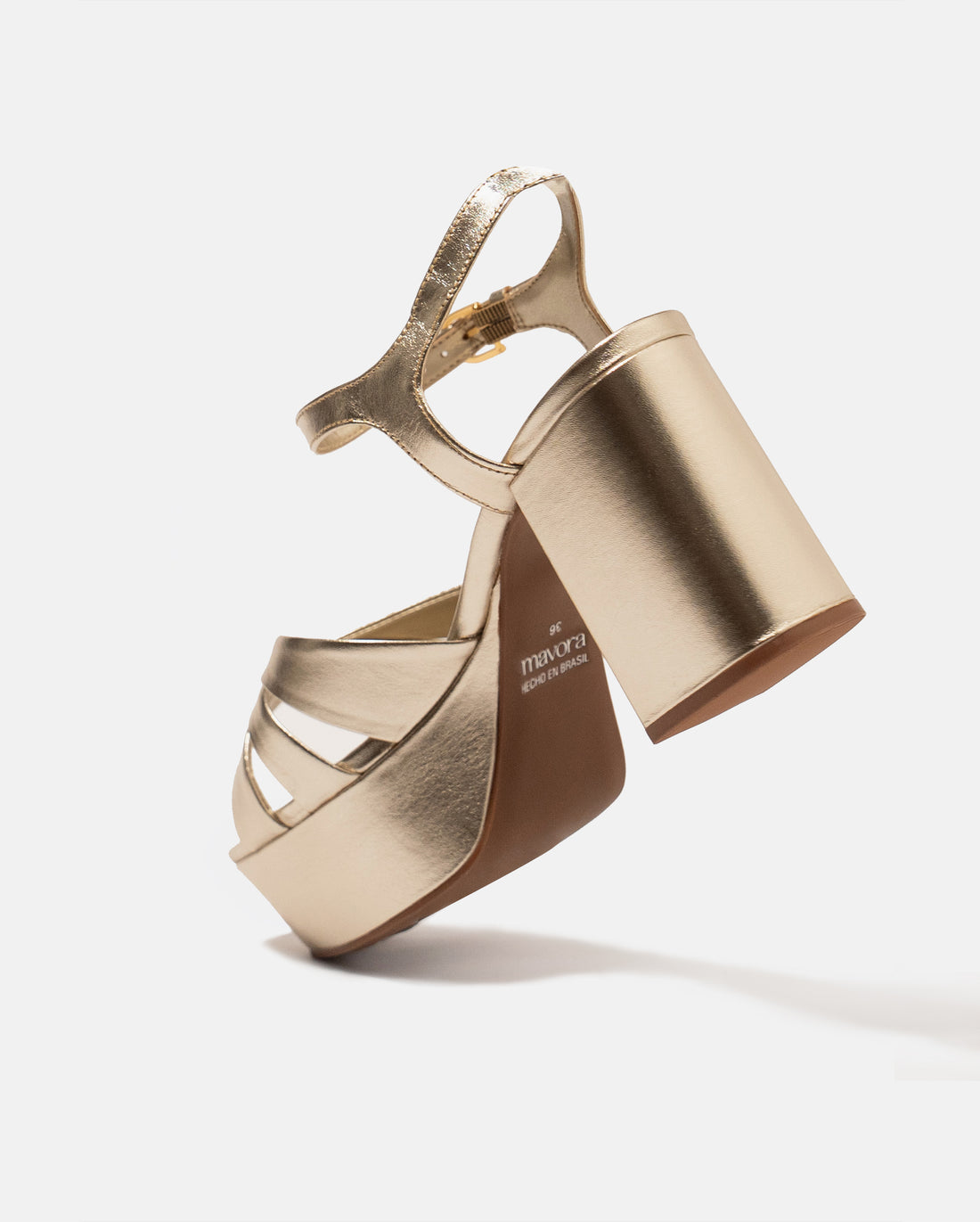 SANDALIA DE TACON CHAMPAGNE