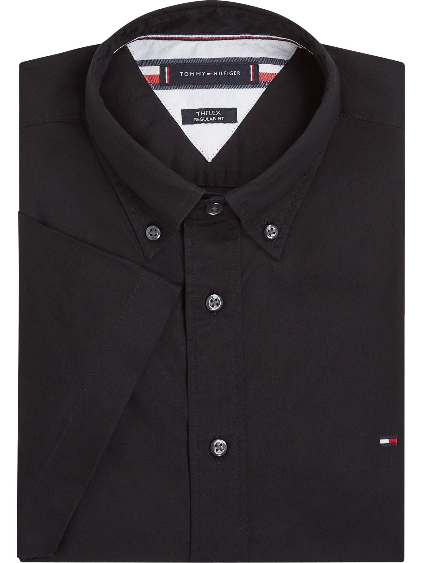 BLACK SHORT SLEEVE POPLIN SHIRT TH FLEX