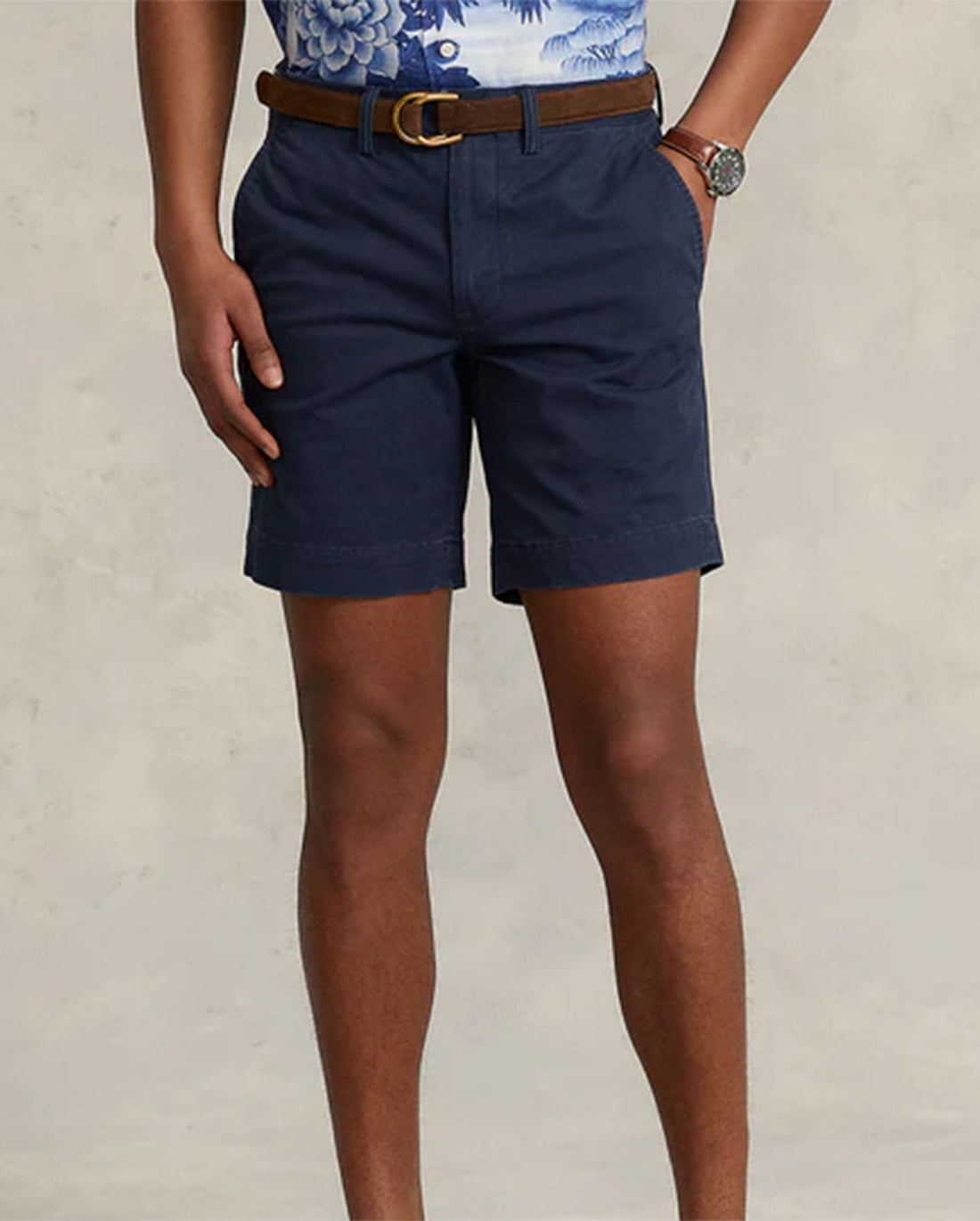 STRAIGHT FIT NAVY SHORTS