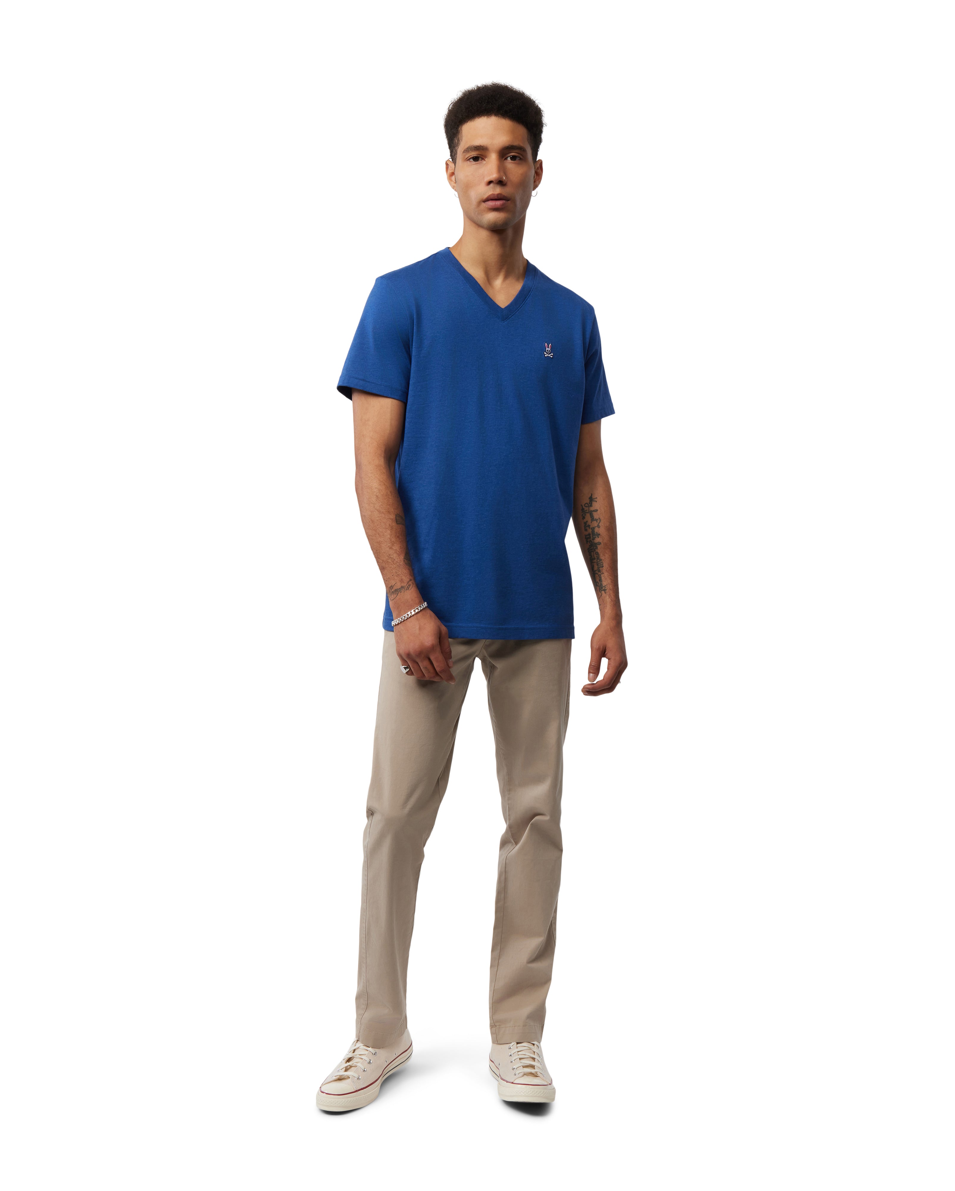 MENS HEATHER V NECK TEE