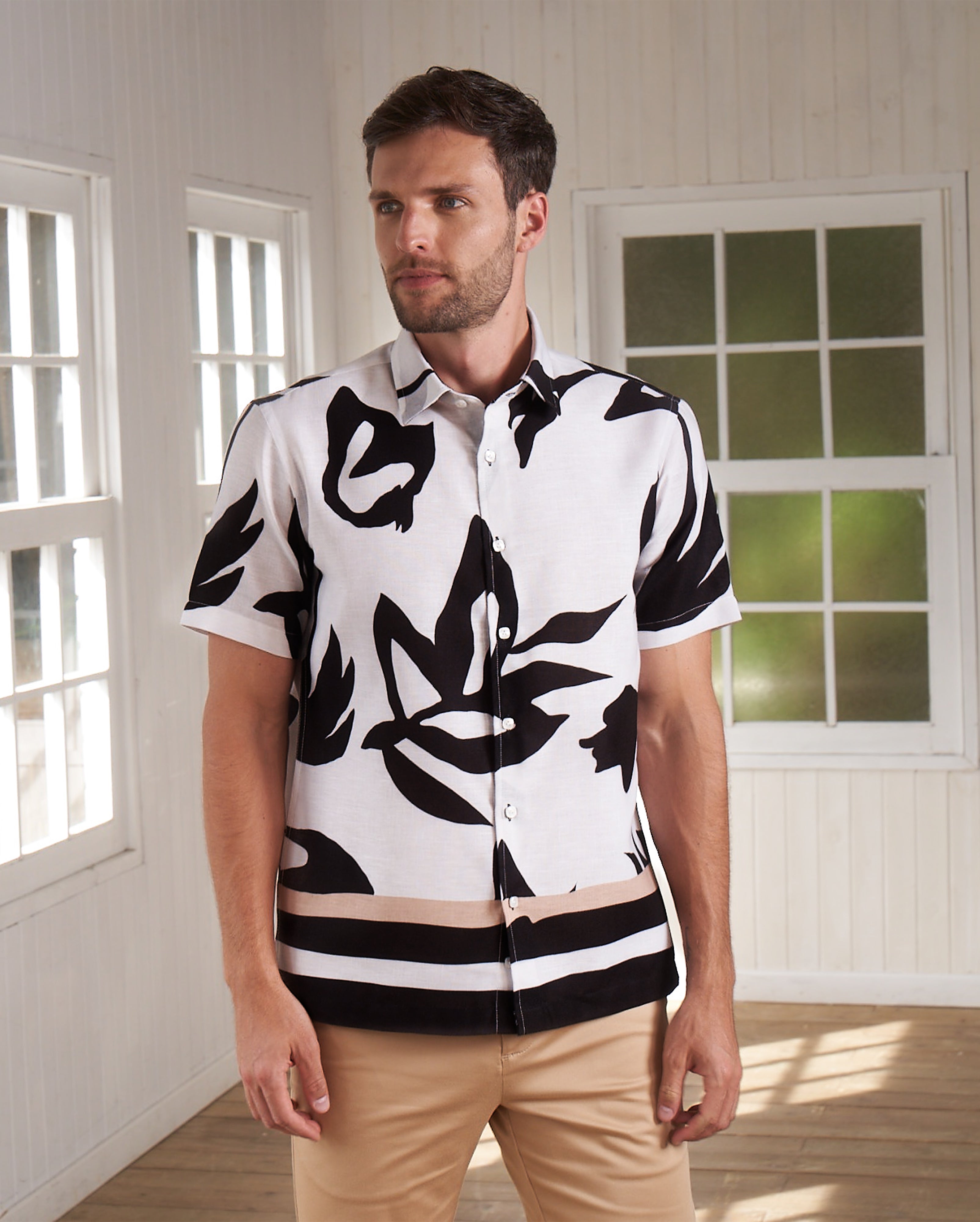 CAMISA BLACK LEAVES
