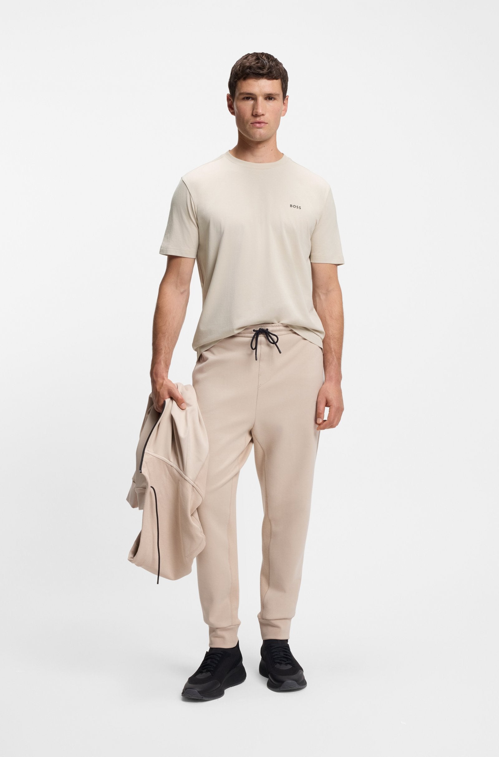 STRETCH-COTTON T-SHIRT WITH CONTRAST LOGO