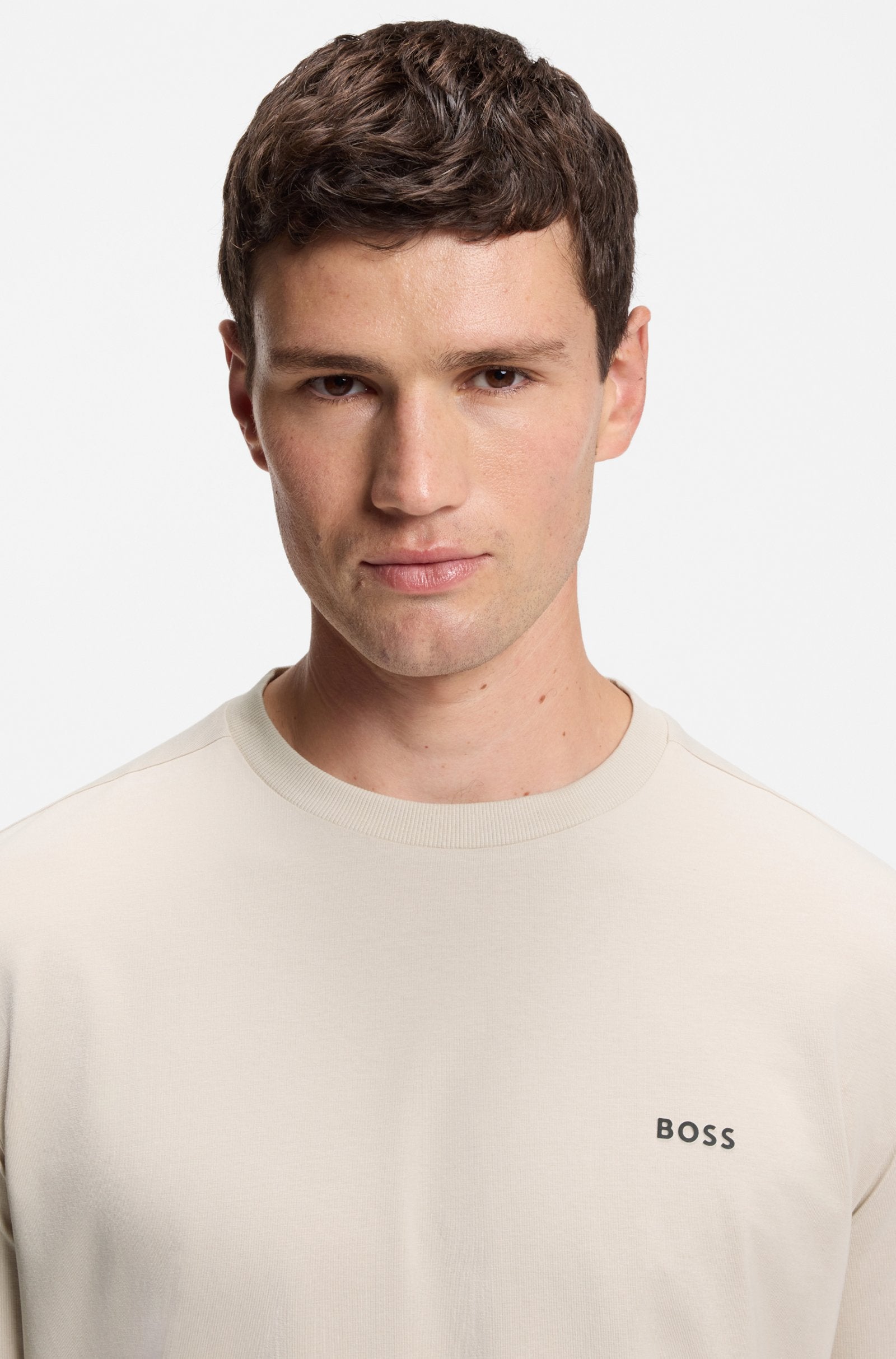 STRETCH-COTTON T-SHIRT WITH CONTRAST LOGO
