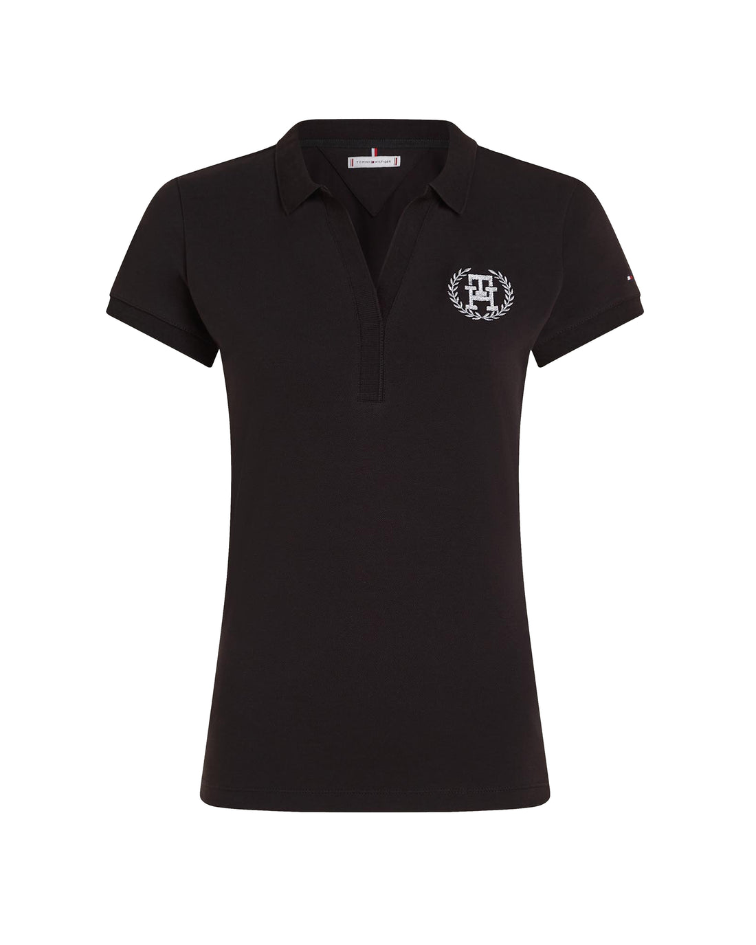 EMBROIDERED LAUREL OPEN PLACKET POLO