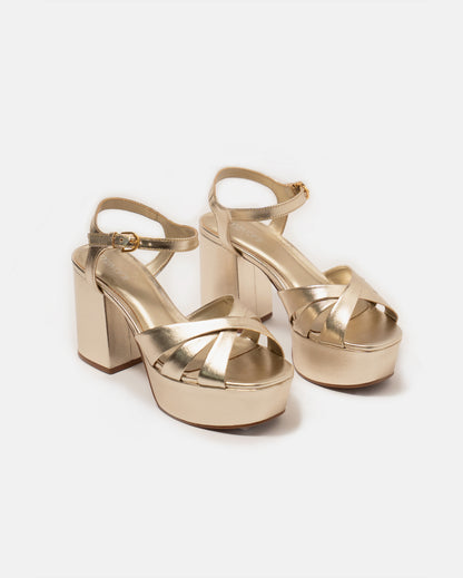SANDALIA DE TACON CHAMPAGNE