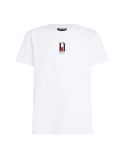 WHITE T-SHIRT WITH VERTICAL LOGO