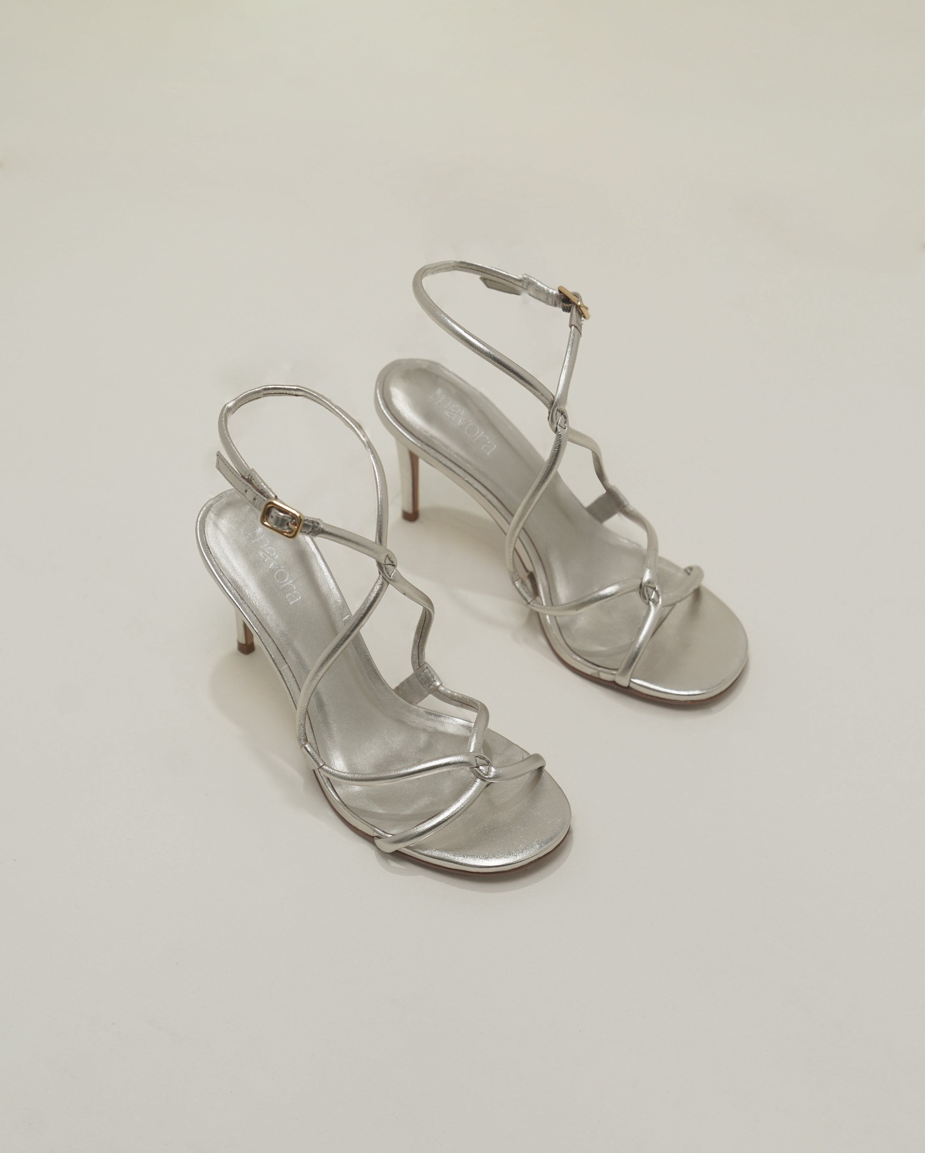 SANDALIAS DE TACÓN CHAMPAGNE