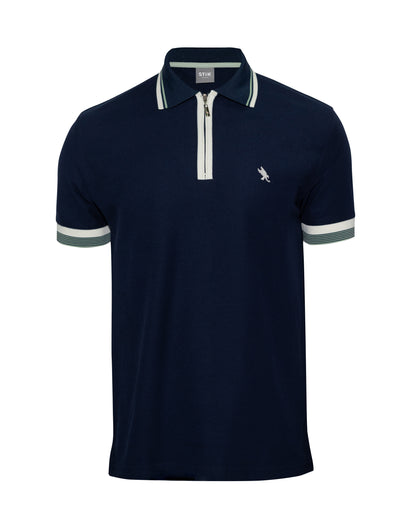 ZIPP STRIPE CUFF POLO