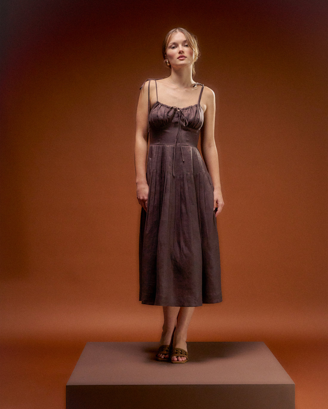 ZAFIA BROWN DRESS