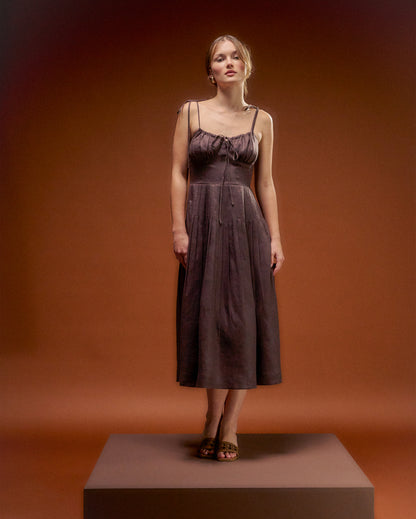 ZAFIA BROWN DRESS