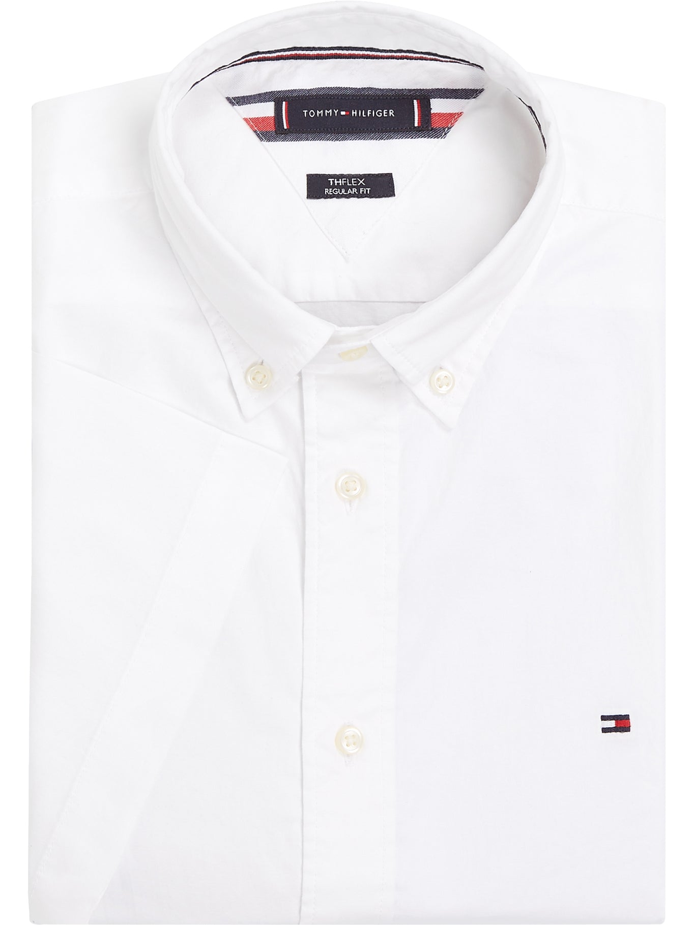 WHITE SHORT SLEEVE POPLIN SHIRT TH FLEX