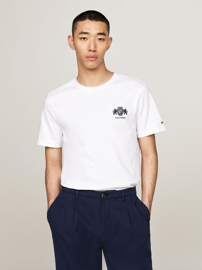 WHITE T-SHIRT WITH EMBROIDERED LOGO