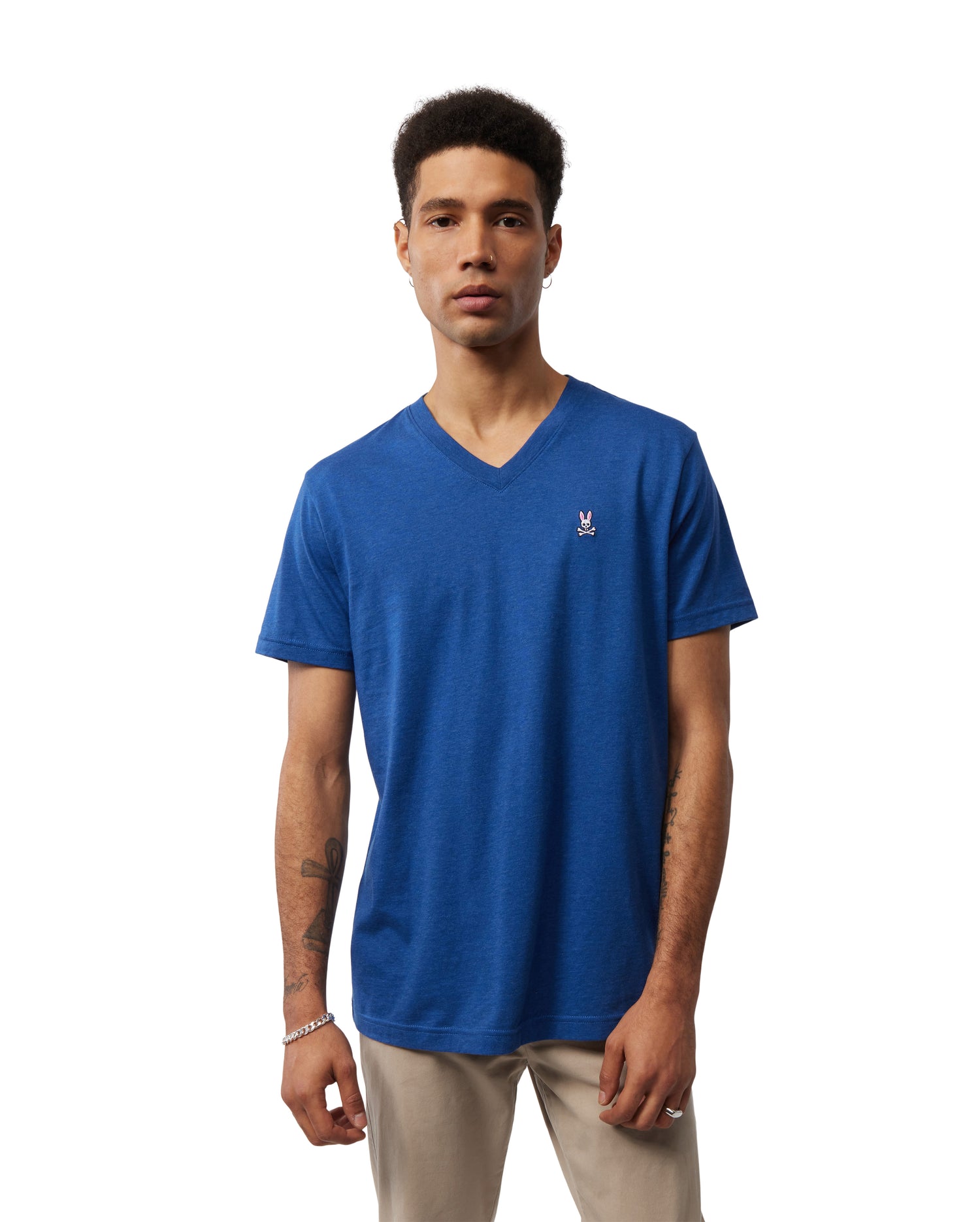 MENS HEATHER V NECK TEE