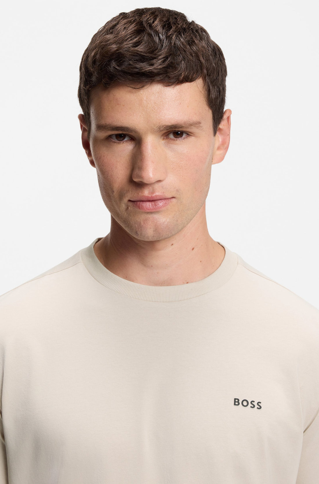 STRETCH-COTTON T-SHIRT WITH CONTRAST LOGO