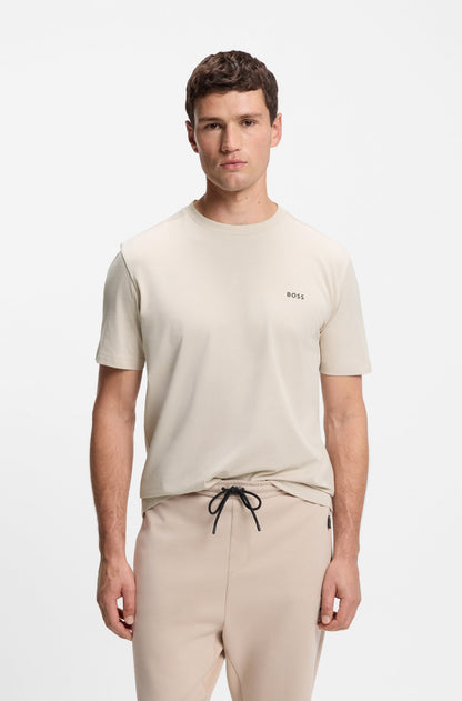 STRETCH-COTTON T-SHIRT WITH CONTRAST LOGO