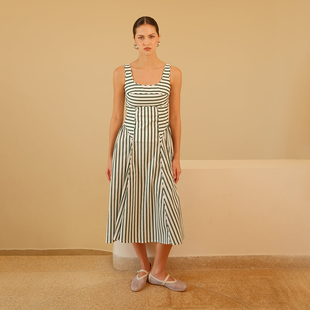 AMBER MIDI STRIPES DRESS